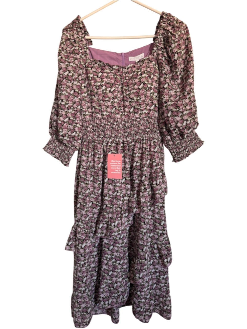 NWT Ivy City Co OLIVIA Micro Floral Smocked Tiered Midi Dress Size M